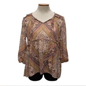 3/$15 Knox Rose Flowy Floral Boho Babydoll Blouse, Long Sleeve, Fall, Women’s XS